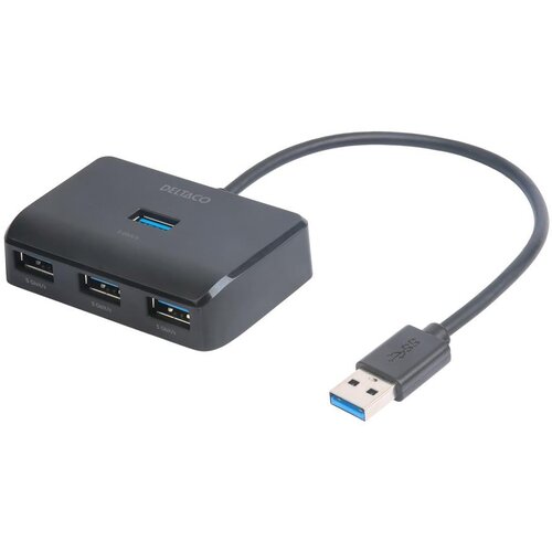 Deltaco USB-A hub 4x USB-A, , 5 Gbps, z dodatno vhodno močjo, ČRNA Cene