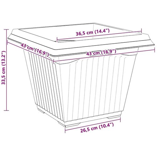  Kvadratna saksija za cvijeće 24 pcs Crna 43 x 43 x 33.5 cm Slike