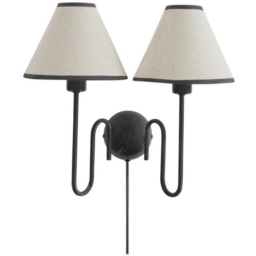 Jotex Crna/bež lanena zidna lampa s utikačem Juliet &amp;ndash; Slike
