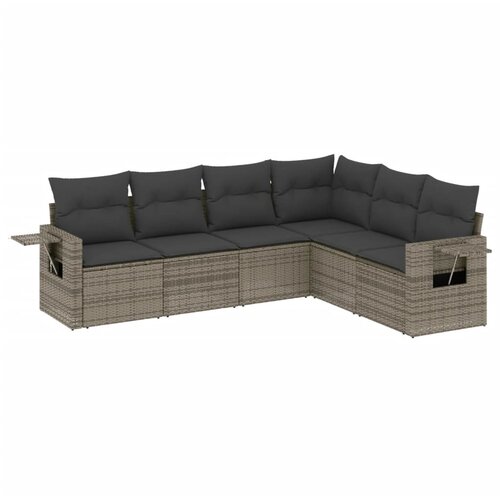 Maison Chic Seti vrtnega pohištva - Vrtna garnitura - Vrtni pohištvo set 6-delna z blazinami siv poli ratan, (21804624) Cene