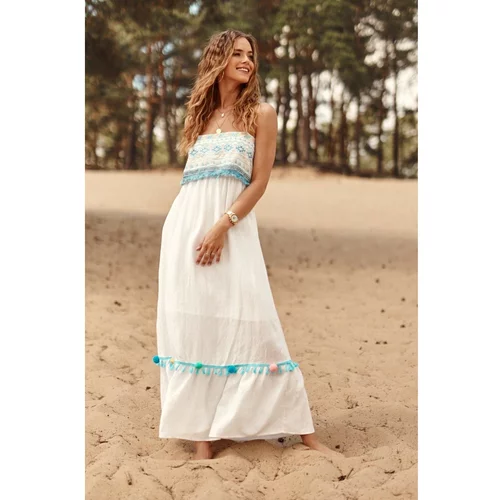 FASARDI Summer maxi dress with straps white