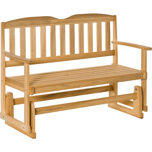 Outsunny Vrtna klop iz smrekovega lesa z dvema sedežema in nasloni za roke, 132x51x95,5 cm, barva lesa, (20754333) Slike