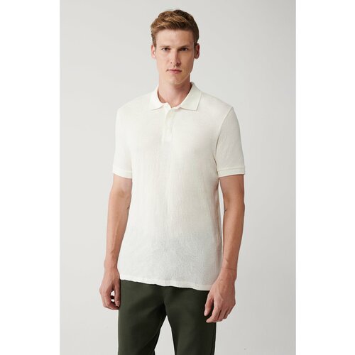 Avva Men's White 100% Cotton 3-Button Polo Neck Ribbed Standard Fit Regular Cut T-shirt Cene