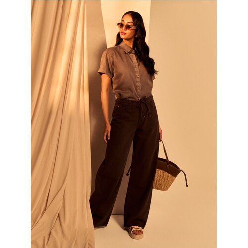 Sinsay Wide leg traperice visokog struka s platnenim pojasom Cijene
