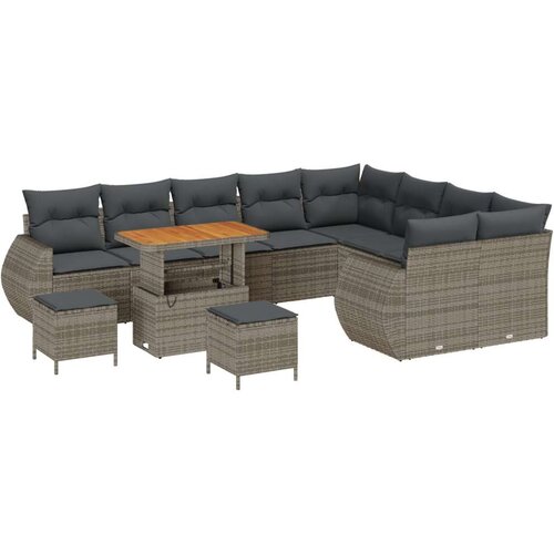  Set vrtnih sofa od 12 dijelova s jastučićima sivi poli ratan akacija  Set vrtne blagovaonice od 3 dijela s jastučićima sivi poli Cijene