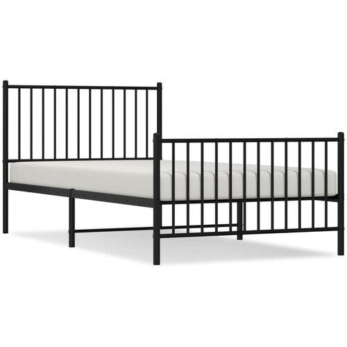 vidaXL Kovinski posteljni okvir z vzglavjem in vznožjem črn 100x200 cm, (20642345) Cene