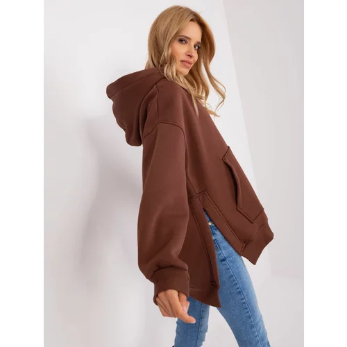 Fashion Hunters Dark brown cotton kangaroo sweatshirt