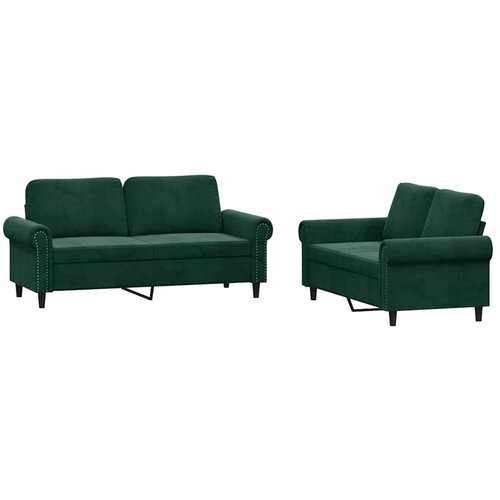  2-dijelni set sofa s jastucima tamnozeleni bar&amp;scaron;unasti Slike