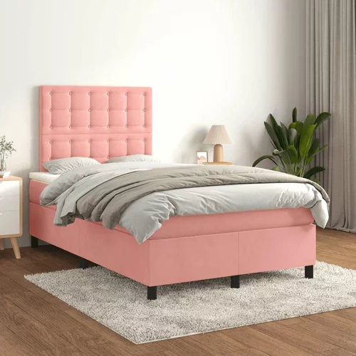 Box spring postelja z vzmetnico roza 120x200 cm žamet, (20791868)