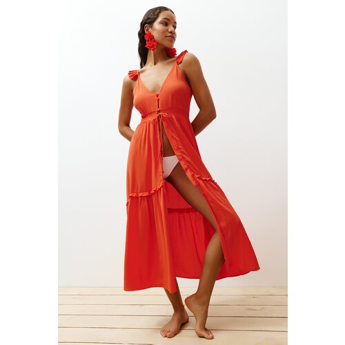 Trendyol Orange Woven Ruffle Beach Dress Slike