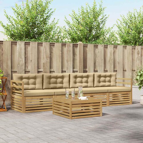  Set vanjskih sofa 5 pcs Bijela i bež Čvrsto drvo akacije Cene