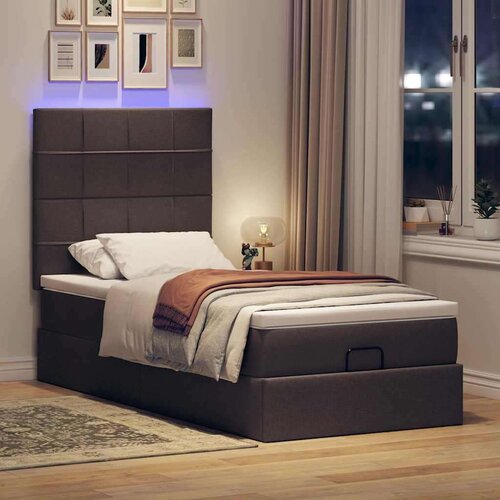 vidaXL Otomanski posteljni okvir z vzmetnico rjav 90x190 cm blago, (21609983) Cene