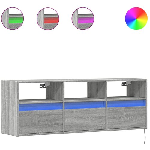 Maison Chic Stenska TV omarica - TV stojalo - Televizijska omarica z LED lučkami siva sonoma 130x31x45 cm, (21699212) Slike