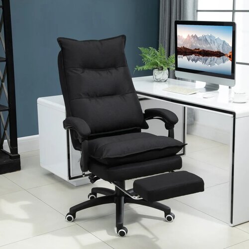  Uredska stolica s funkcijom masaže ergonomska stolica s funkcijom naginjanja i okretanja s osloncem za noge crna Slike