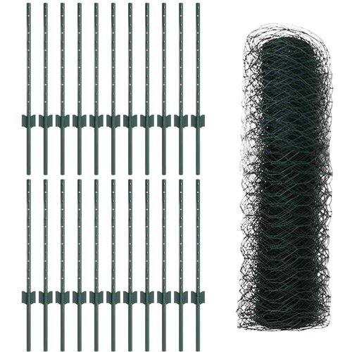  Heksagonalna ograda s stubom 50 x 0,6 m Čelik premazan PVC-om Slike