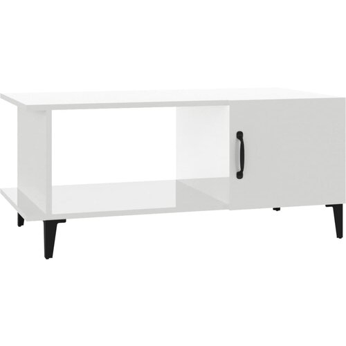 Maison Chic Klubska mizica - kavna mizica - Nizka mizica visok sijaj bela 90x50x40 cm inženirski les, (21752339) Slike