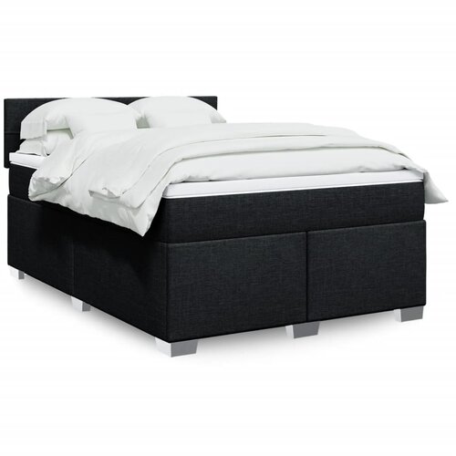 VidaXL Krevet s oprugama i madracem crni 140x200 cm od tkanine Slike