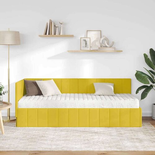 VidaXL kutni okvir kreveta s madracem žuta 80 x 200 cm bar&amp;scaron;un Slike