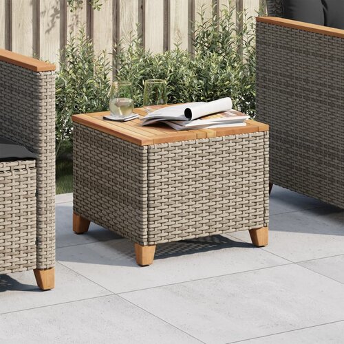  Vrtni stol sivi 45 x 45 x 37 cm od poliratana i bagremovog drva Slike