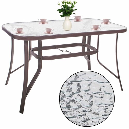 Springos stakleni vrtni stol 120 x 70 x 70 cm smeđi Slike