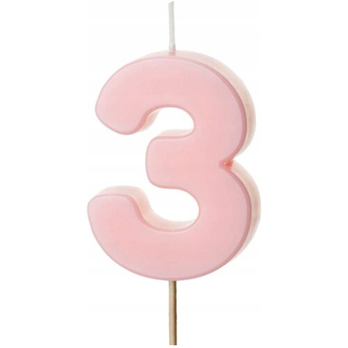 PARTY DECO svečka za rojstni dan številka 3, svetlo roza, 5,5 cm Cene