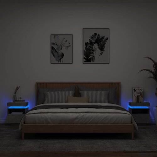 vidaXL Nočna omarica z LED lučkami 2 kosa betonsko siva 40x39x48,5 cm Cene