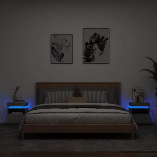 vidaXL Nočna omarica z LED lučkami 2 kosa betonsko siva 40x39x48,5 cm