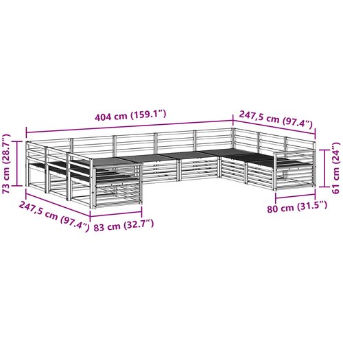  Set vanjskih sofa 9 kom. Prirodna Čvrsto drvo akacije Slike
