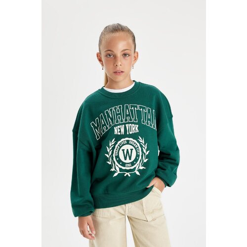 Defacto girls oversize fit crew neck printed school sweatshirt Cene