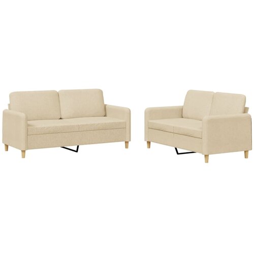 Maison Chic Sedežna garnitura - kavč 2-delna z blazinami krem blago, (21728990) Cene