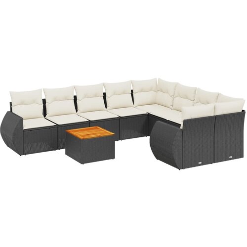  9-dijelni set vrtnih sofa s jastucima crni od poliratana Crna 70 x 62 x 69 cm Slike