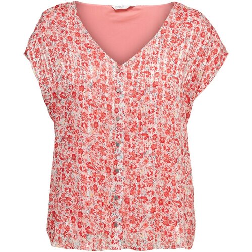 Only Majice s kratkimi rokavi TOP CUELLO DE PICO ROJO MUJER 15259690 Rdeča Slike