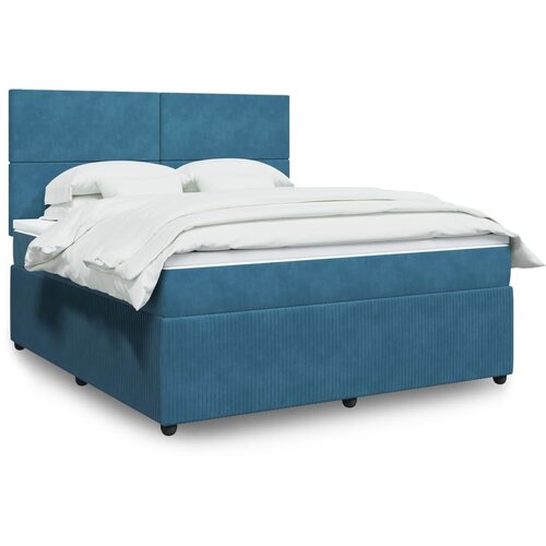 vidaXL Box spring postelja z vzmetnico temno modra 180x200 cm žamet Cene