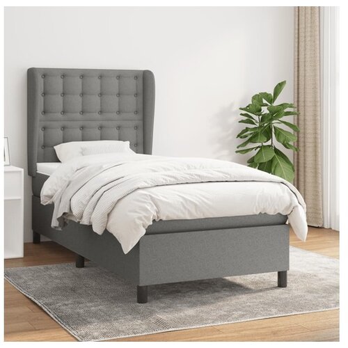  Box spring postelja z vzmetnico temno siva 90x200 cm blago Cene