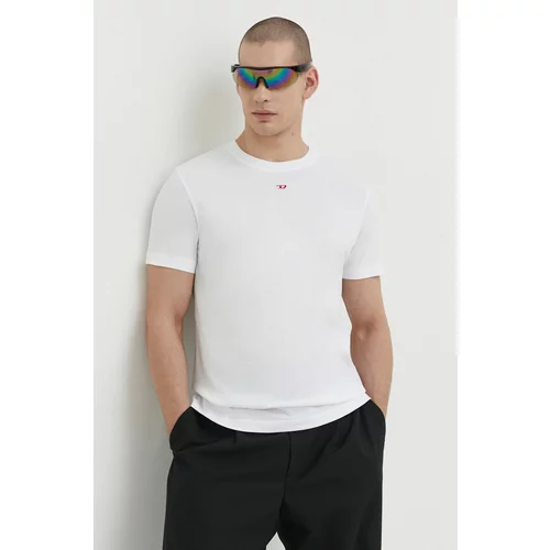 Diesel Bombažna kratka majica moški, bela barva