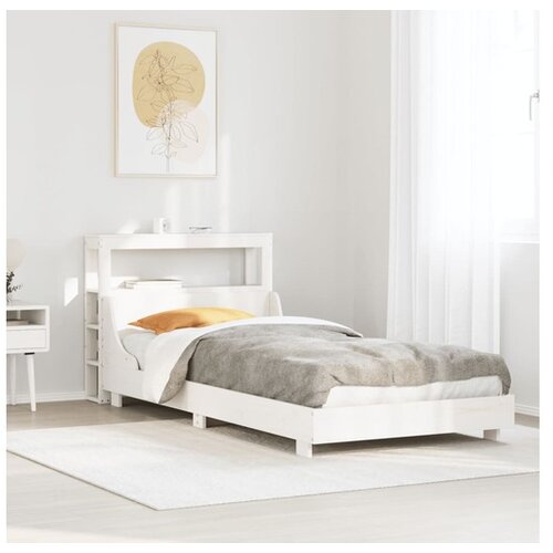 vidaXL Posteljni okvir brez vzmetnice bel 90x200 cm trdna borovina Cene