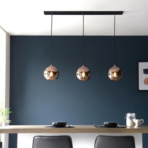  Endon 102929 - Visilica na sajli BOLI 3xE27/10W/230V crna/zadimljeno braon Slike