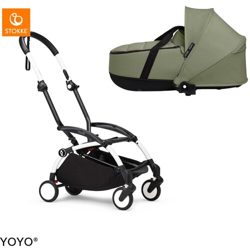 Stokke Ogrodje vozička white frame z new born shell Yoyo® olive Cene