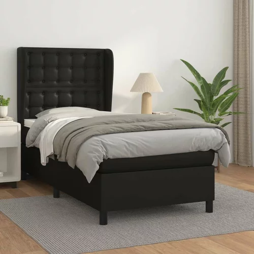  Box spring postelja z vzmetnico črn 90x190 cm umetno usnje, (20790753)