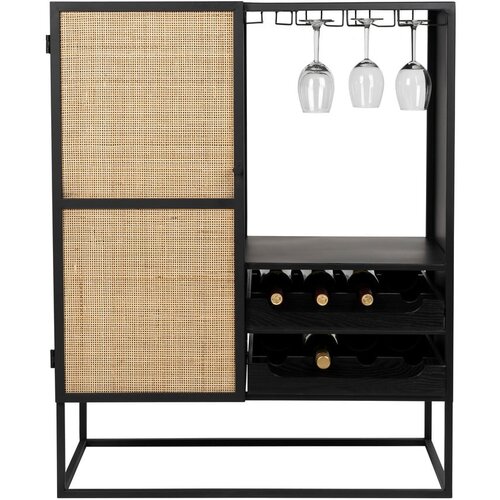 White Label Črno stojalo za vino iz ratana za 8 steklenic, 80x100 cm Guuji - White Label Cene