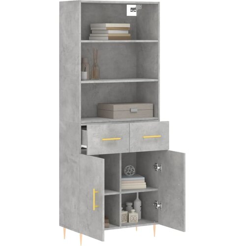  Visoka komoda siva betona 69,5x34x180 cm od konstruiranog drva Slike