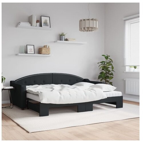 VidaXL Dnevni krevet na razvlačenje s madracima crni 80x200 cm tkanina Slike