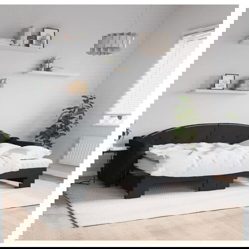 VidaXL Izvlečna dnevna postelja z vzmetnico črna 80x200 cm b Slike