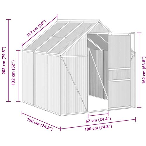 Staklenik s okvirom antracit 3,61 m&amp;sup2; aluminijski Slike