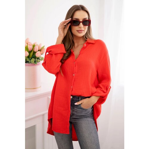 Kesi Włoski Cotton muslin shirt Plus Size red Cijene