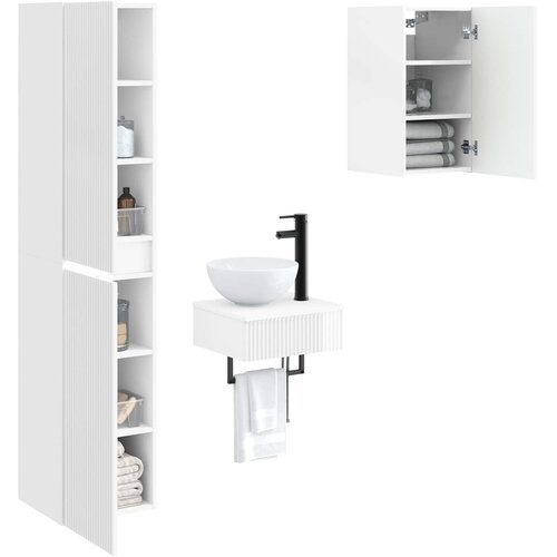  Set namje&amp;scaron;taja za kupaonicu 3 kom. Bijela visokog sjaja 33 x 34,5 x 160 cm Slike