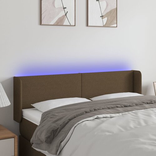 vidaXL LED posteljno vzglavje temno rjavo 147x16x78/88 cm blago Cene