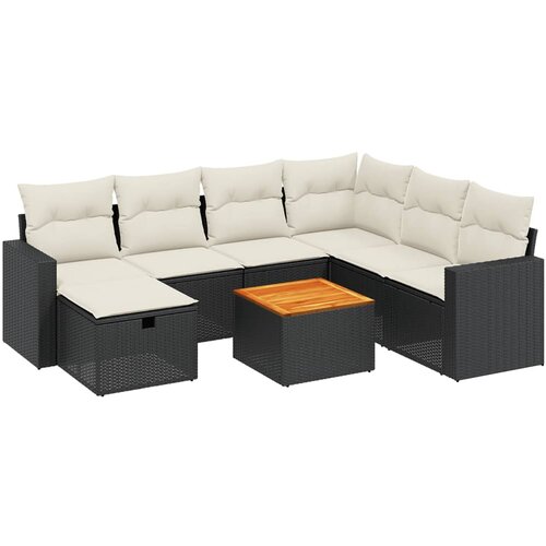  8-dijelni set vrtnih sofa od poliratana s jastucima crni Crna 65.5 x 62 x 69 cm Slike