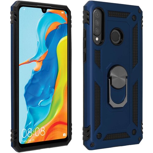 AVIZAR etui, odporen na udarce, s kovinskim držalom za obrocke - polnocno modra str. huawei P30 lite, (20599765) Cene