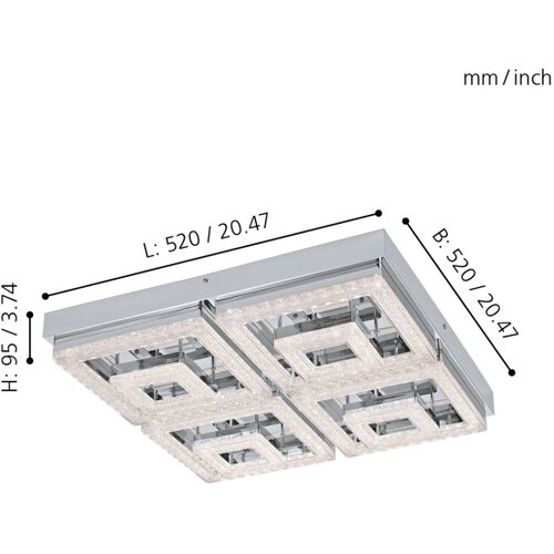 Eglo fradelo zidna/plafonjera/1, led, 48w, hrom/kristal Cene